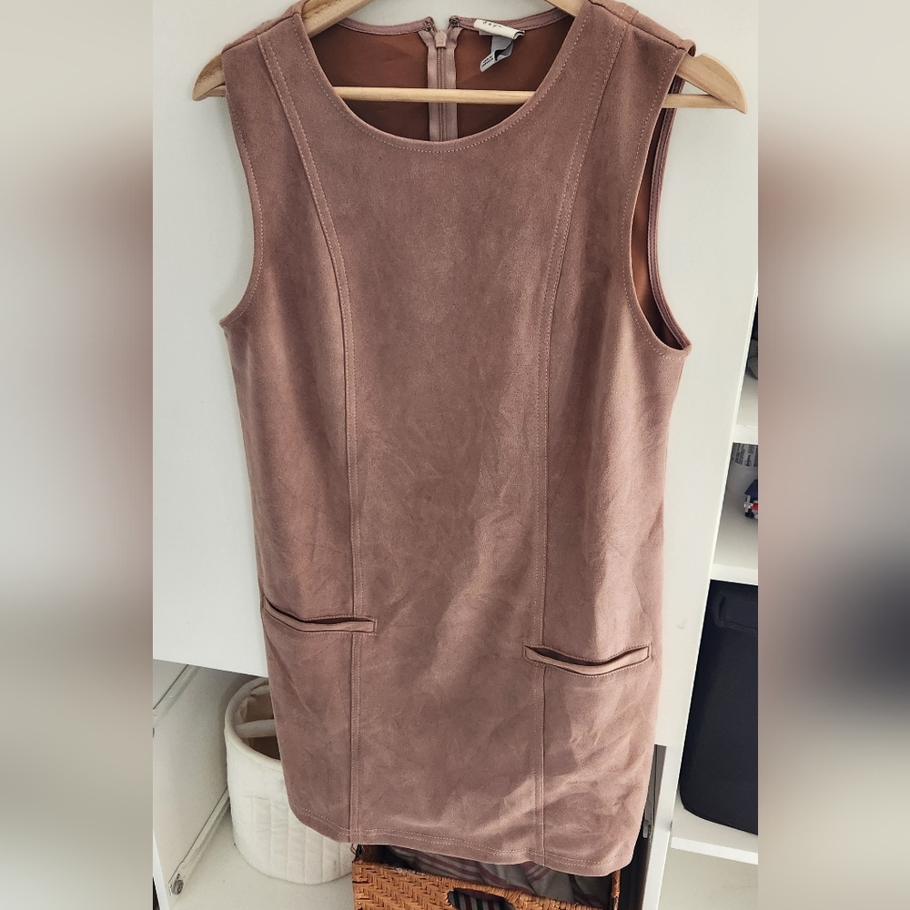 a new day Sleeveless Tan Suede Style Dress